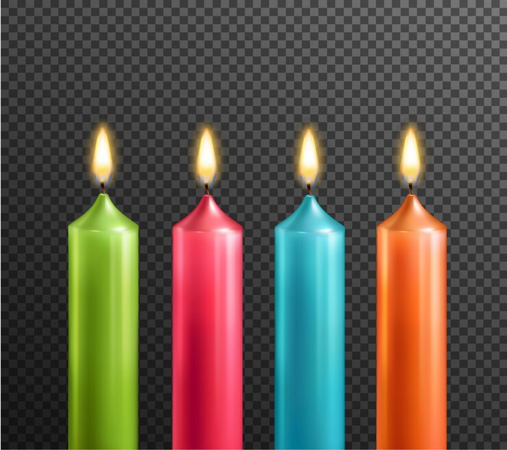 Vetor grátis velas no conjunto realista de fundo transparente