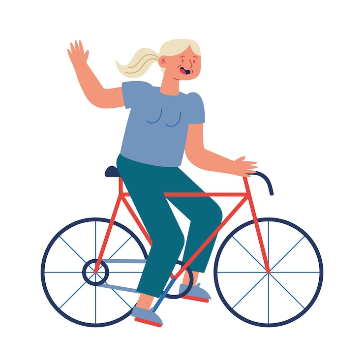 Vetor grátis velha ativa em bicicleta