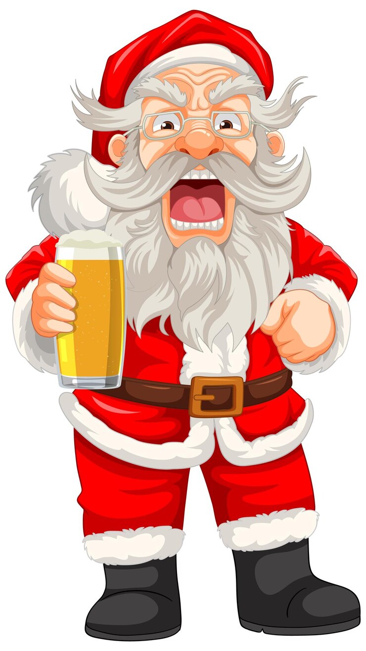 Vetor grátis velho irritado com roupa de papai noel
