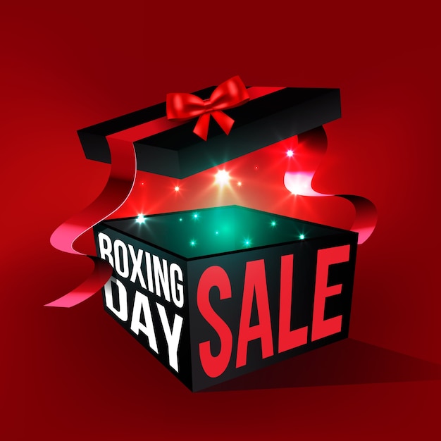 Vetor grátis venda de dia de boxe realista com caixa de presente aberta