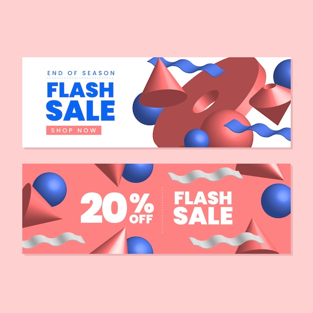 Vetor grátis venda de flash com banners de desconto