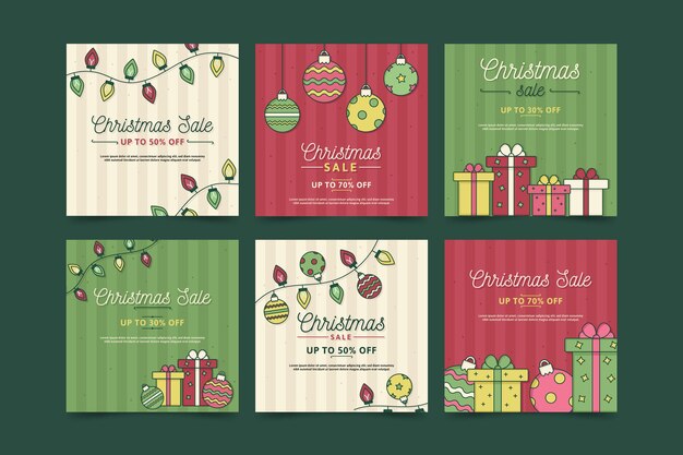 Venda de Natal coleção de postagens do Instagram