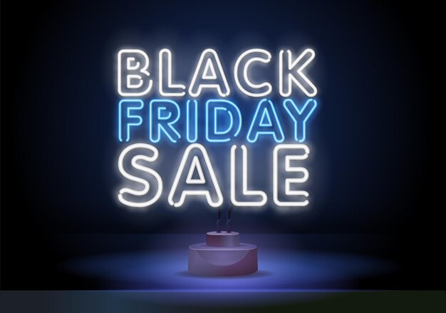 Venda de sexta-feira negra realista venda de sexta-feira negra de banners de néon vetor de design de sinal de néon de sexta-feira negra t ...