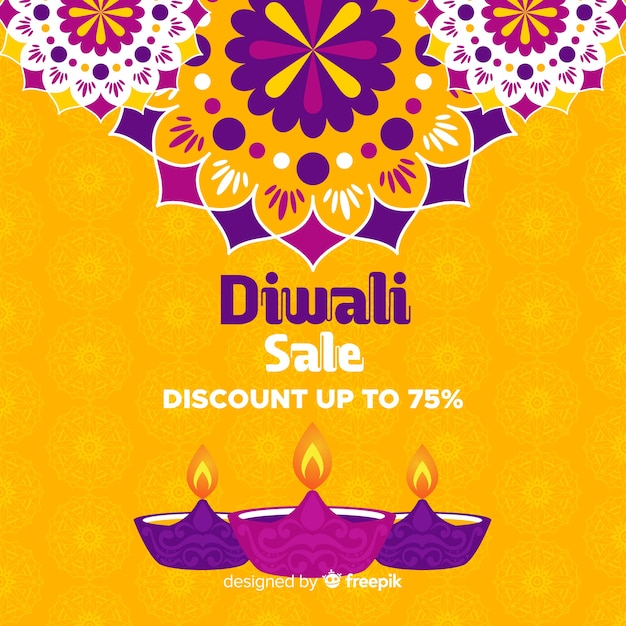 Venda plana de diwali com 75% de desconto