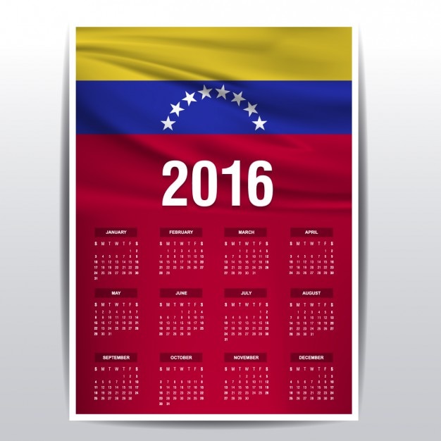 Vetor grátis venezuela calendário de 2016