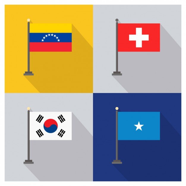 Vetor grátis venezuela suíça coreia do sul e na somália