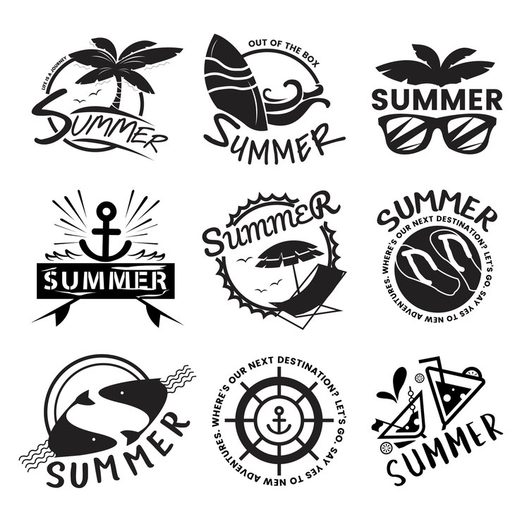 Vetor grátis verão e tipografia de férias ilustração