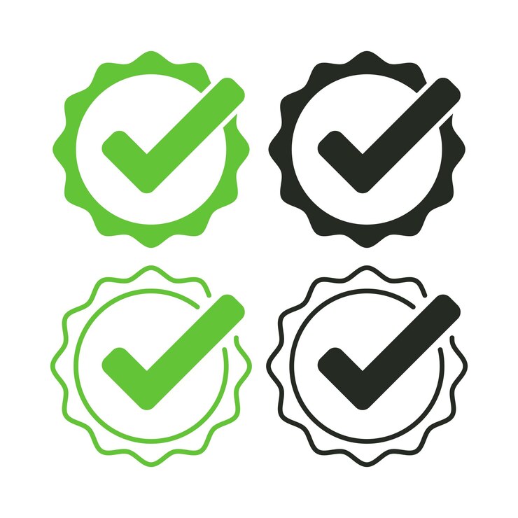 Vetor grátis verifique o conjunto de adesivos de marca de aprovação