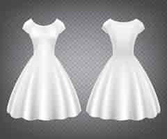 Vetor grátis vestido branco retrô para casamento ou festa