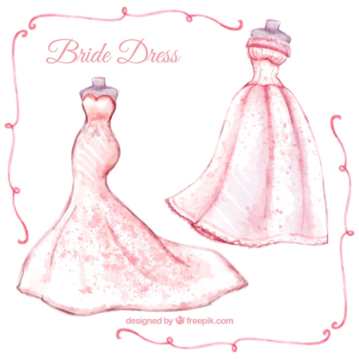 Vetor grátis vestidos de noiva modernos em aquarela