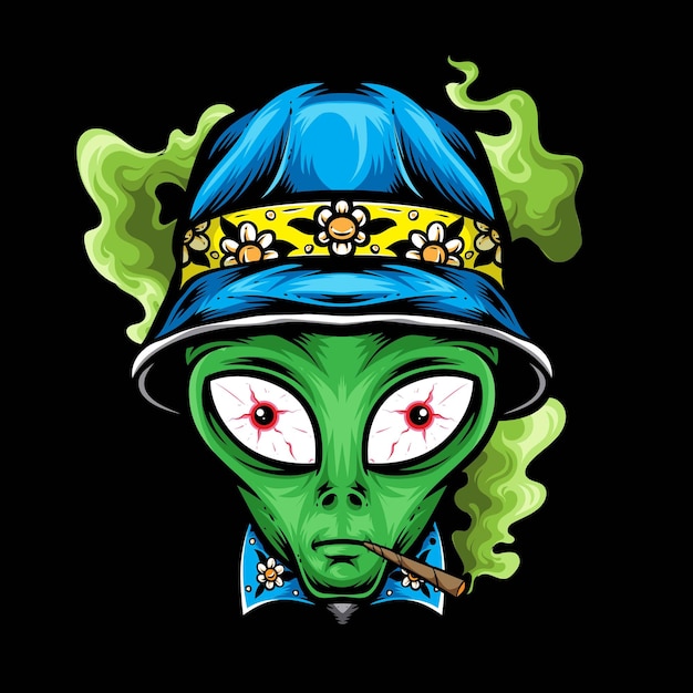 Vetor alienígena usando chapéu de balde