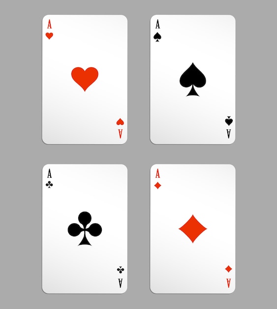 Vetor ás cartas de jogar, quatro em fundo branco