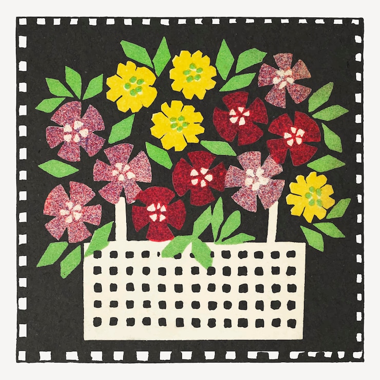 Vetor grátis vetor cesta de flores