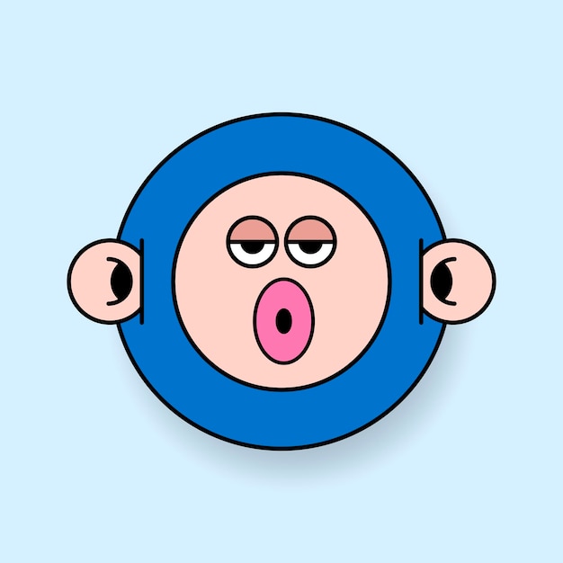 Vetor de adesivo emoji de monstro de macaco funky