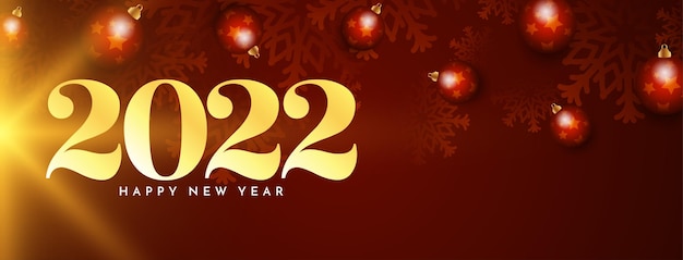 Vetor de banner decorativo de cor vermelha elegante feliz ano novo 2022