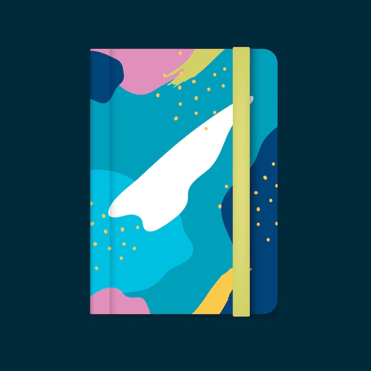 Vetor grátis vetor de capa de caderno de design colorido memphis