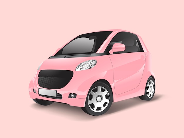 Vetor de carro híbrido compacto rosa
