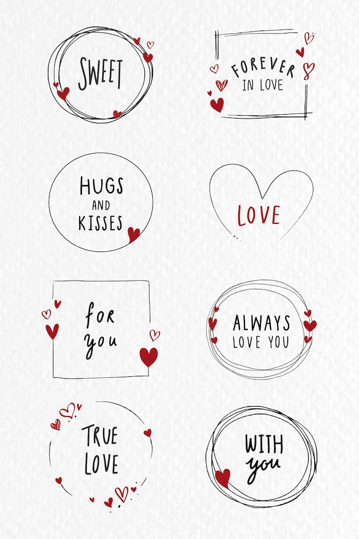 Vetor grátis vetor de coleção de quadros de amor doodle