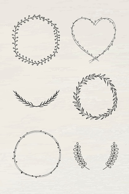 Vetor de conjunto de molduras de folhas pretas