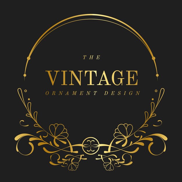 Vetor de crachá vintage art nouveau dourado