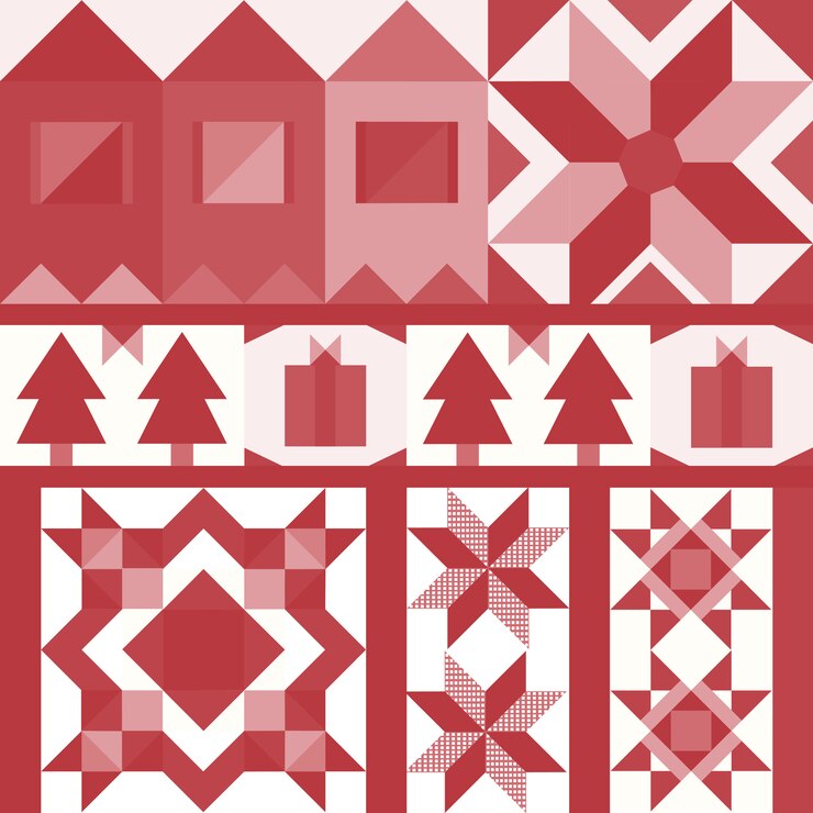 Vetor grátis vetor de desenho geométrico de telhas de natal vermelho