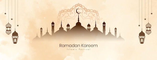 Vetor de design de banner do festival tradicional islâmico Ramadan Kareem