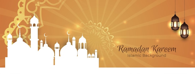 Vetor de design de banner do festival tradicional islâmico ramadan kareem