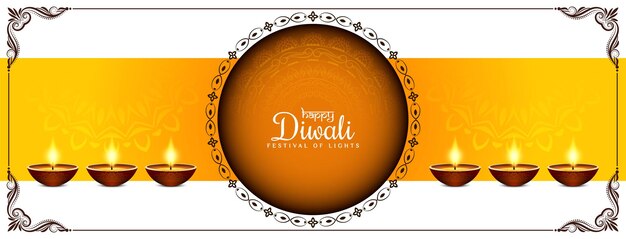 Vetor de design de banner elegante decorativo feliz festival de Diwali