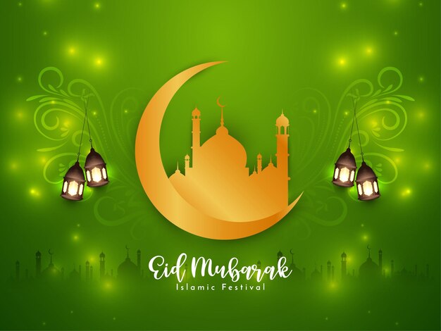 Vetor de design de fundo de lua crescente do festival islâmico Eid Mubarak