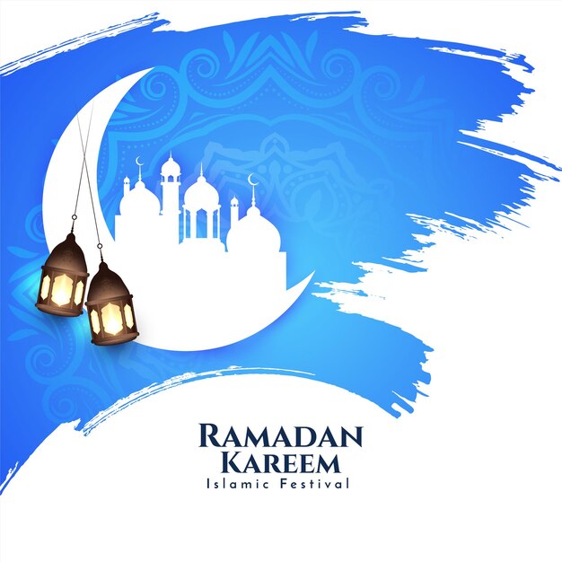 Vetor de design de fundo de saudação tradicional festival islâmico ramadan kareem