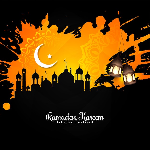 Vetor de design de fundo de saudação tradicional festival islâmico ramadan kareem