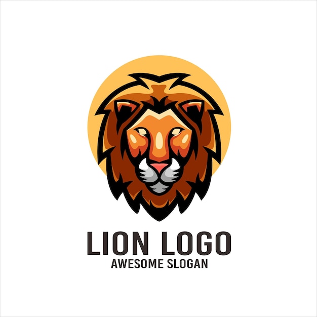 Vetor de design de logotipo de mascote de ilustração de leão