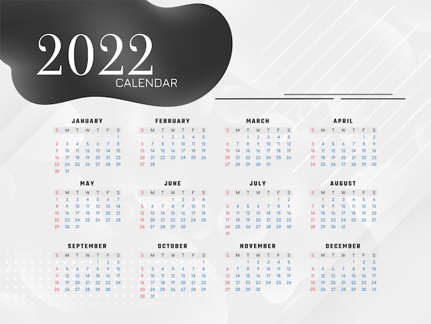 Vetor de design de modelo moderno de calendário de ano novo 2022