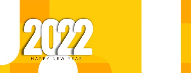 Vetor de design moderno banner amarelo feliz ano novo 2022
