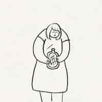 Vetor grátis vetor de doodle de saúde desenhado à mão, mulher com personagem de cólicas menstruais