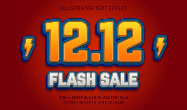 Vetor de efeito de texto editável venda flash 1212