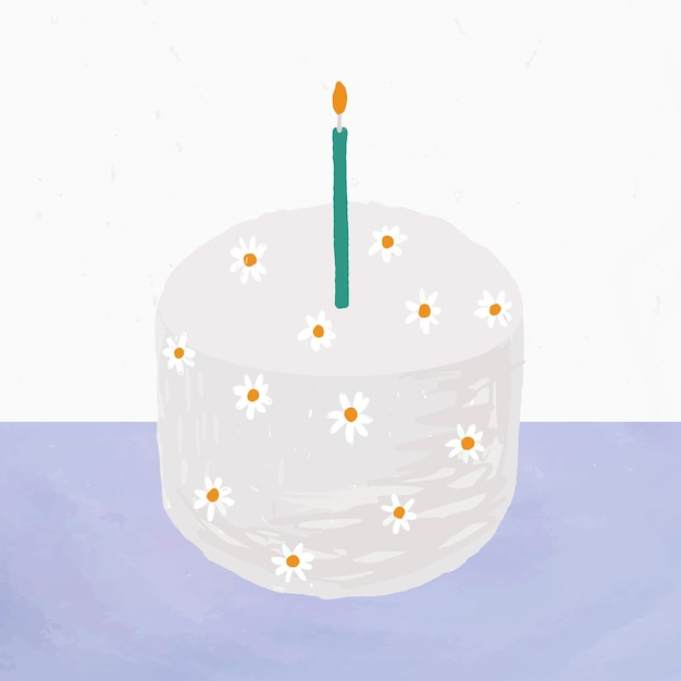 Vetor grátis vetor de elemento de bolo de aniversário branco bonito estilo desenhado à mão