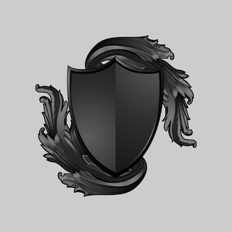 Vetor de elementos de escudo barroco preto
