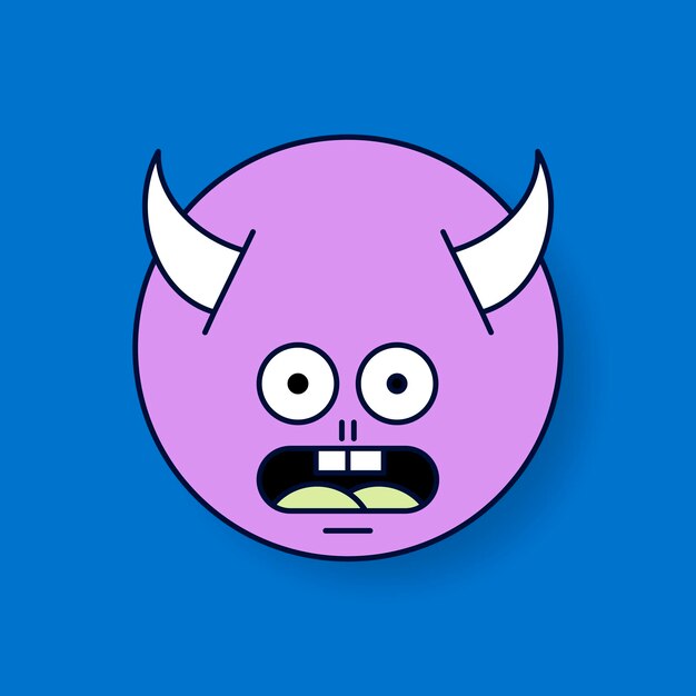 Vetor de emoji de monstro de diabo roxo funky