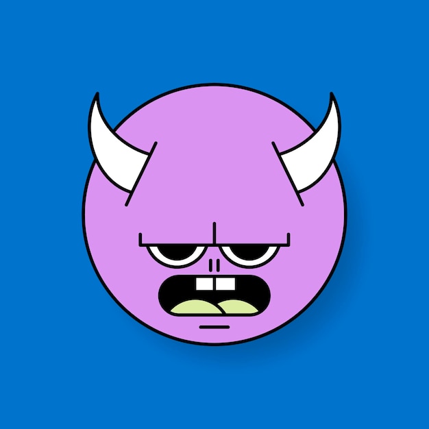 Vetor grátis vetor de emoji de monstro de diabo roxo funky