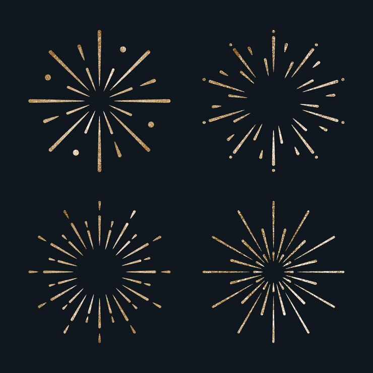Vetor grátis vetor de fogos de artifício dourado festivo brilhante