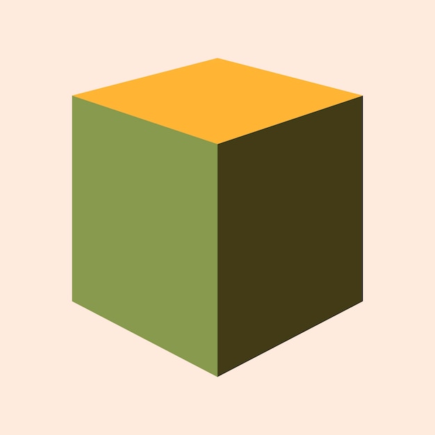 Vetor de forma geométrica de cubo verde retrô