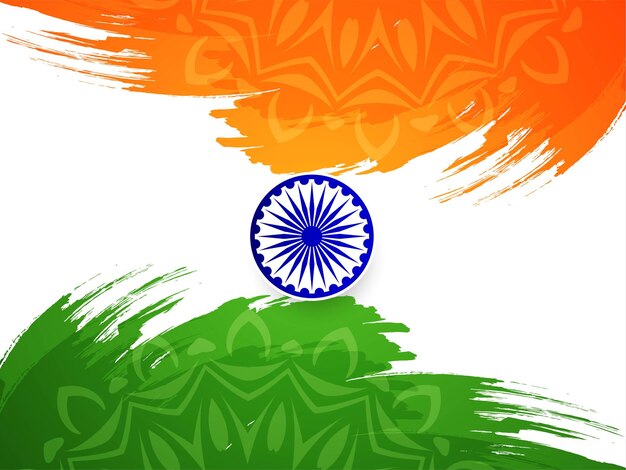 Vetor de fundo de pincelada de bandeira indiana moderna