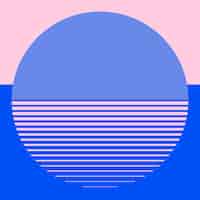Vetor grátis vetor de fundo de retrofuturismo geométrico de lua em rosa e azul