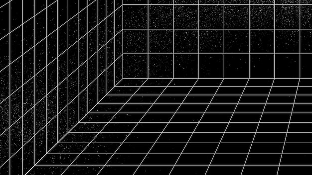 Vetor de fundo de sala de grade de wireframe 3D