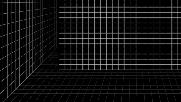 Vetor de fundo de sala de grade de wireframe 3D