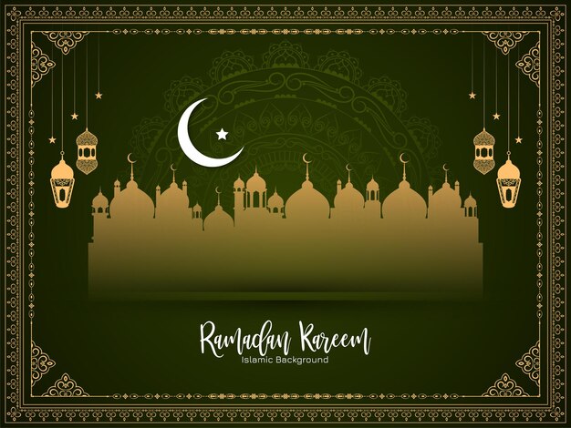 Vetor de fundo islâmico religioso da lua crescente de Ramadan Kareem