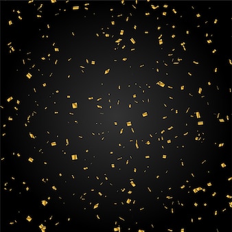 Vetor de fundo preto decorativo abstrato de confete dourado