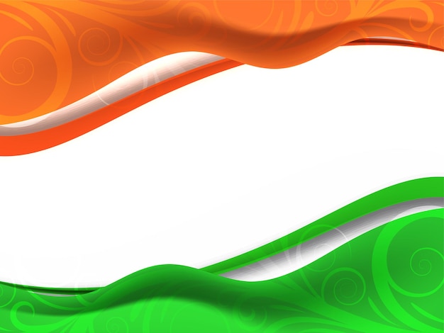 Vetor de ilustração de fundo moderno de estilo de onda de tema tricolor indiano