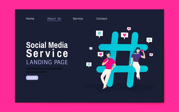 Vetor grátis vetor de layout de página de destino de serviço de mídia social